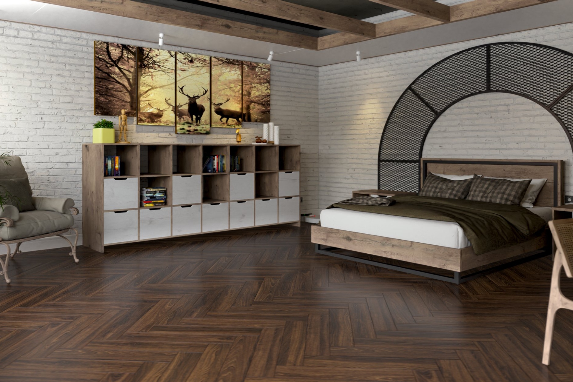 Инженерный паркет «Damy Floor» Каштановый (укладка елочкой) — купить в Астрахани