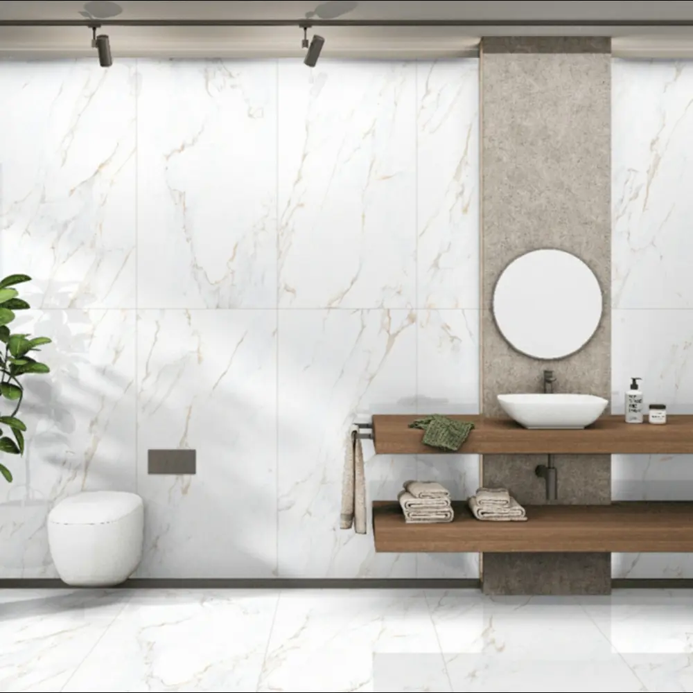 Керамогранит "Sonex" Calacutta cRema Glossy полированный 60x120 см 1.44 м2 цвет белый с бежевыми прожилками — купить в Астрахани